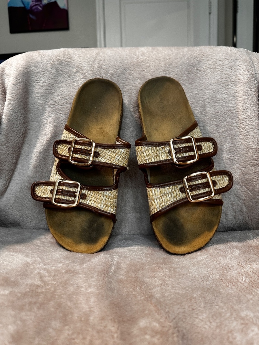 Brown and cream sandals
